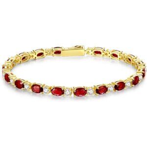 🔥 Fancime Birthstone Bracelets Women Gold 14K Plated Sterling Tennis Jewelry